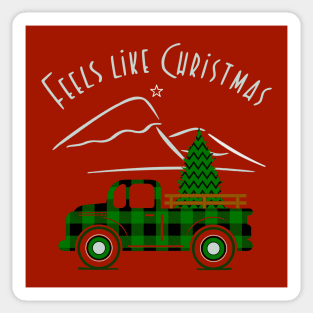 Feels Like Christmas, Green Plaid Pickup Truck Sticker